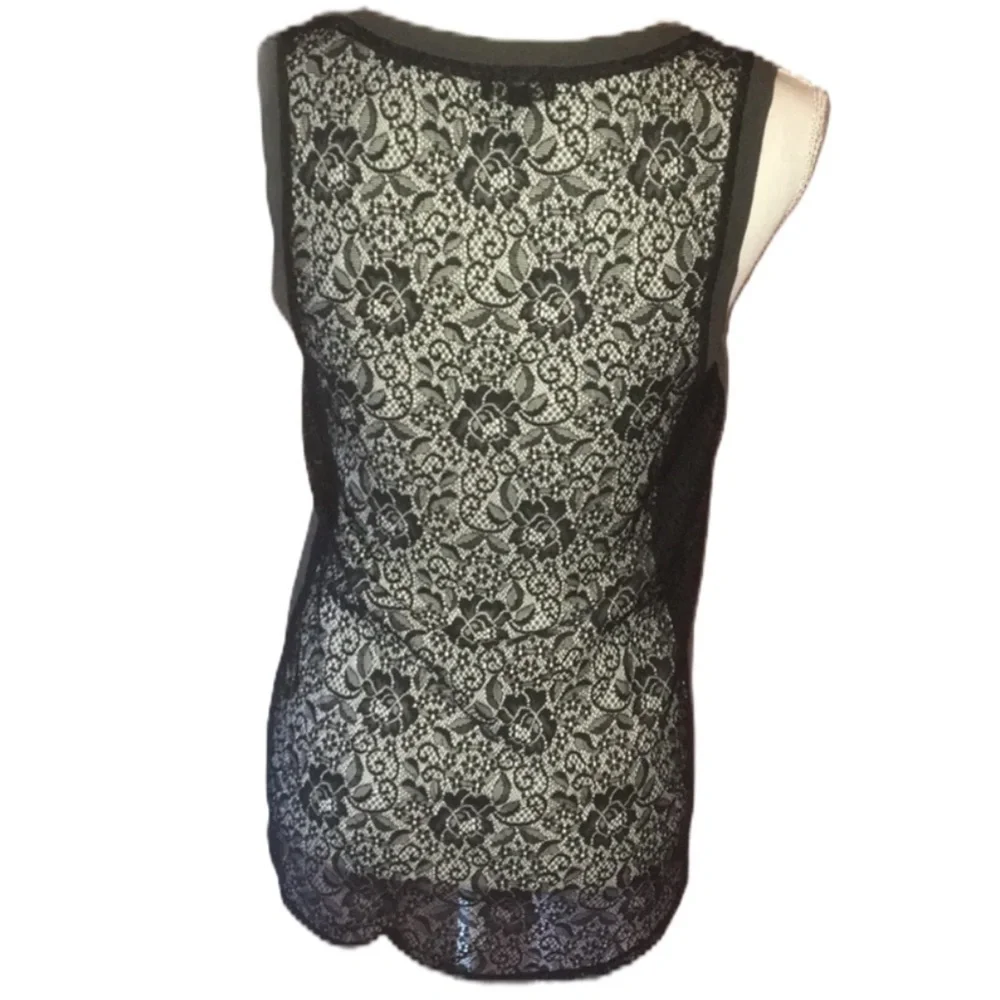 Express | Gray/Black Sequin Tank w/Lace Back | S